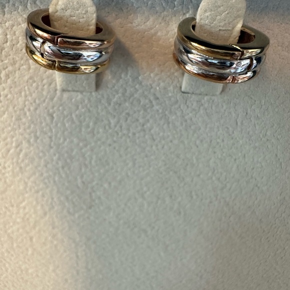 Tri tone mini Hoop Huggies  Earrings - Picture 11 of 13